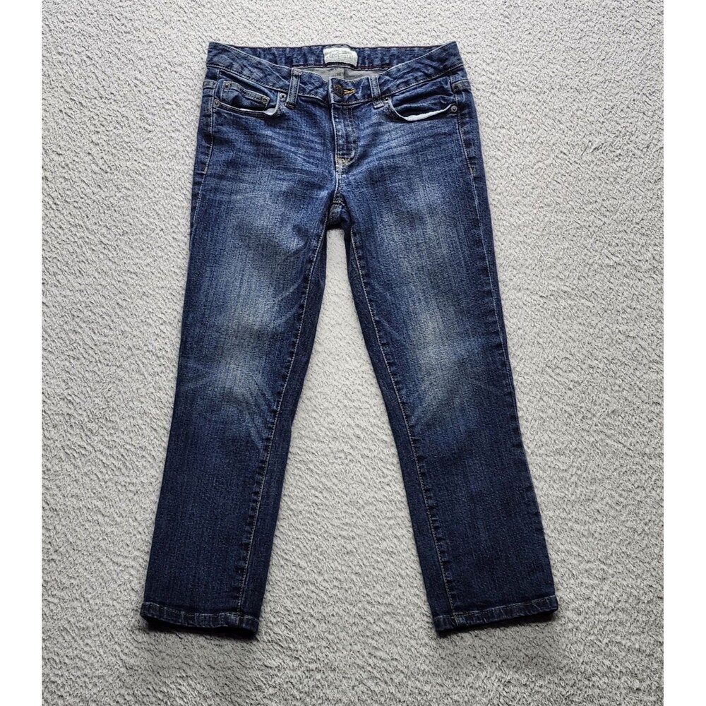 Aeropostale Womens Size 3/4 Straight Leg Cropped Jeans Medium Wash Stretch Denim